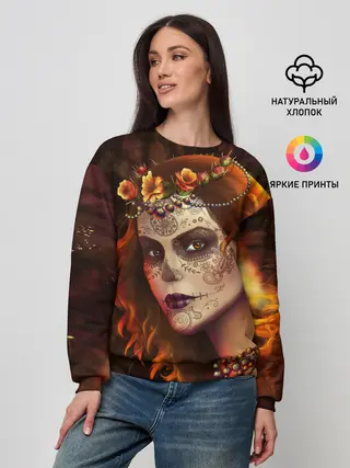 Женский свитшот / Рыжая Ведьма с розами