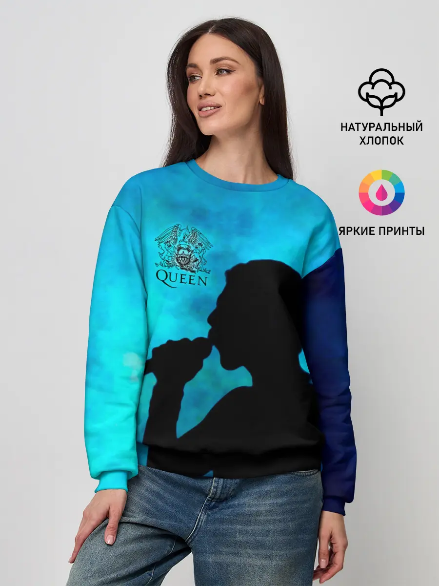 Женский свитшот / Силуэт Фредди Меркьюри группа Queen