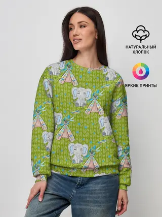 Женский свитшот / Слоник и вигвам