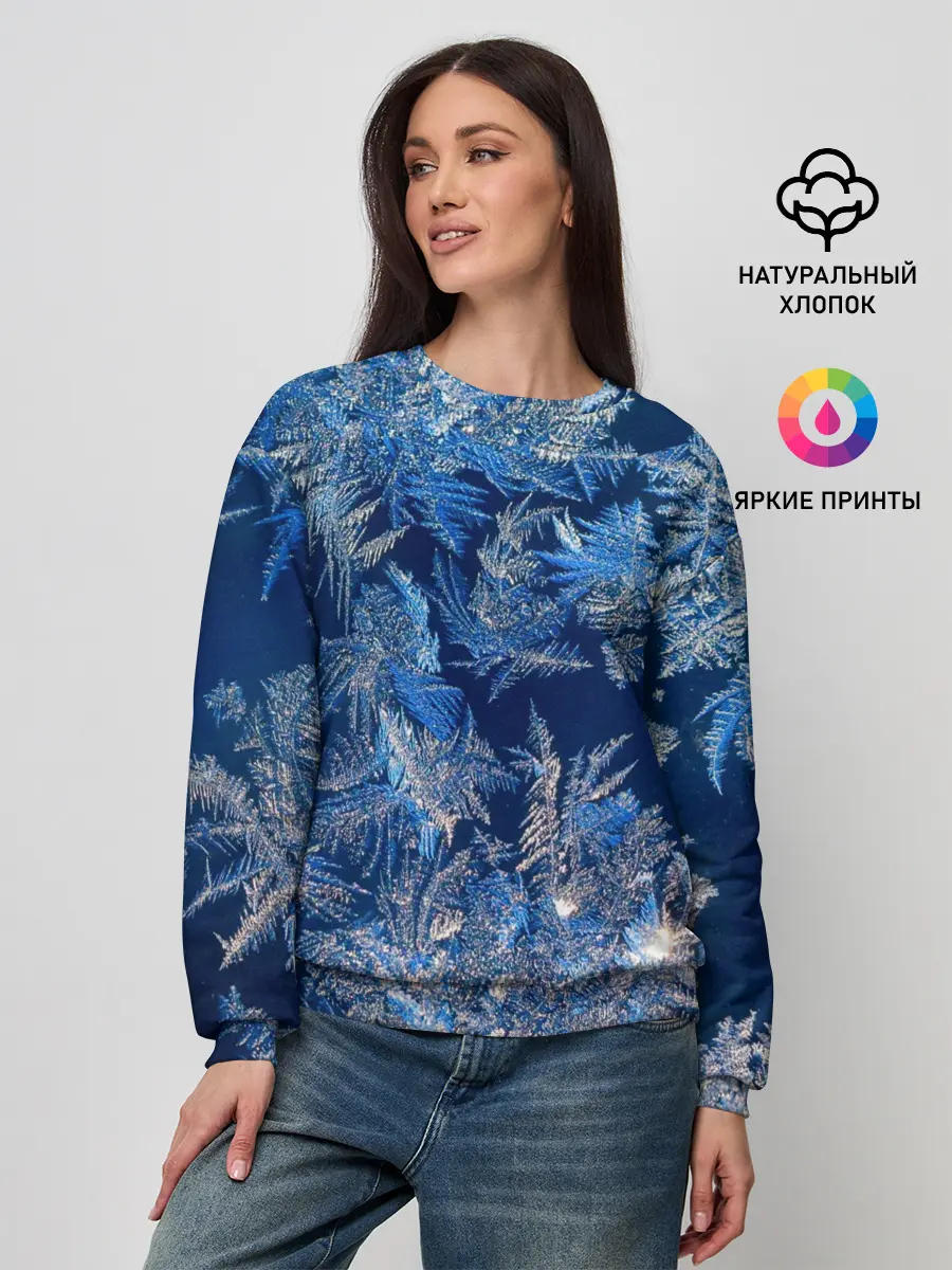 Женский свитшот / Снежинки макро snowflakes macro