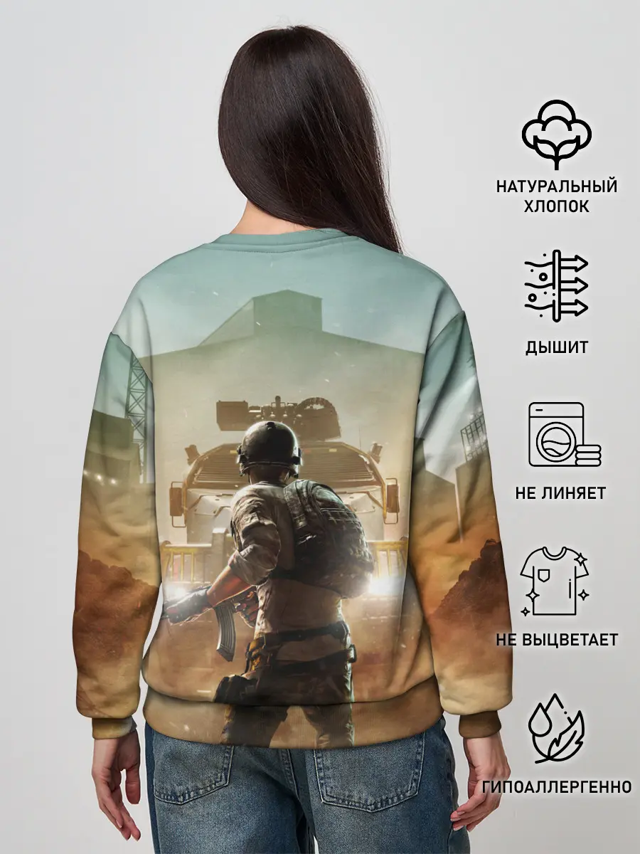 Женский свитшот / PUBG СОЛДАТ В ШЛЕМЕ | ПАБГ