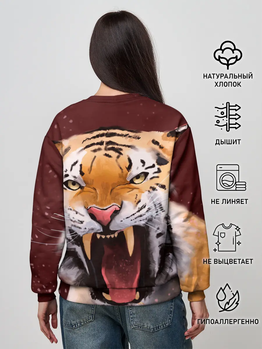Женский свитшот / Тигр красавчик сердится