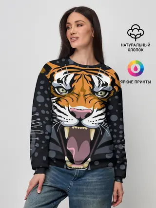 Женский свитшот / Амурский тигр в ночи