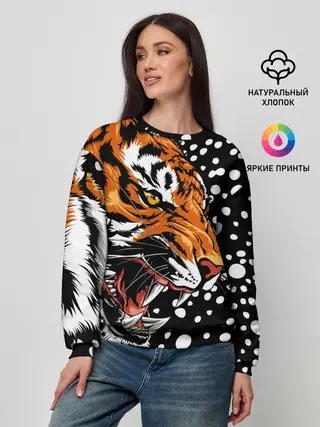 Женский свитшот / Амурский тигр и снегопад
