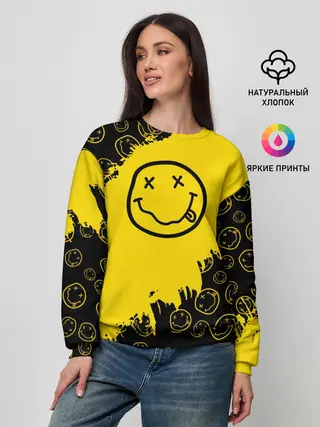 Женский свитшот / Nirvana Smile | Нирвана Рваный Паттерн