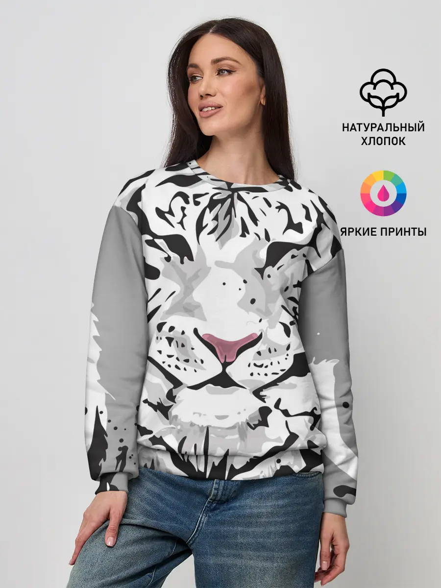 Женский свитшот / Белый снежный тигр