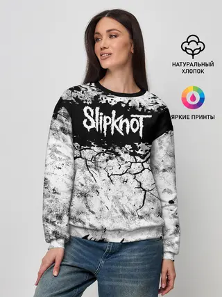 Женский свитшот / Надпись Слипкнот Рок Группа ЧБ | Slipknot