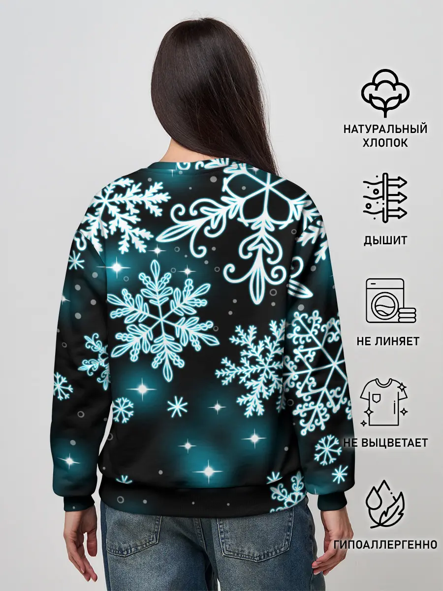 Женский свитшот / Космические снежинки