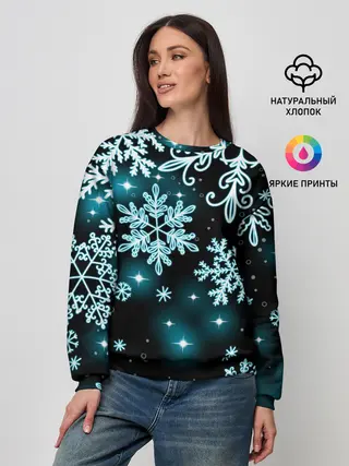 Женский свитшот / Космические снежинки