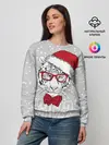 Женский свитшот / Белый тигр в шапке Санты