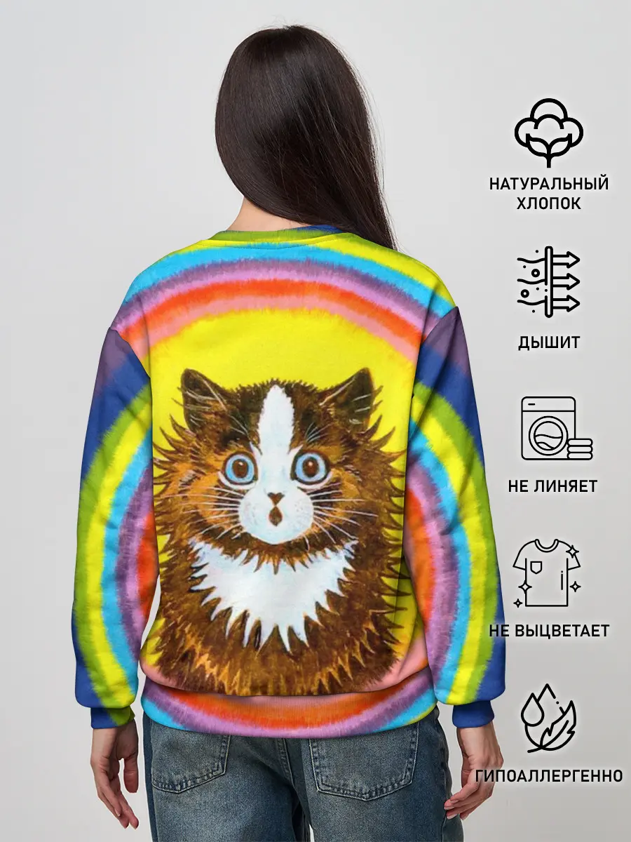 Женский свитшот / Радужный кот Луиса Уэйна