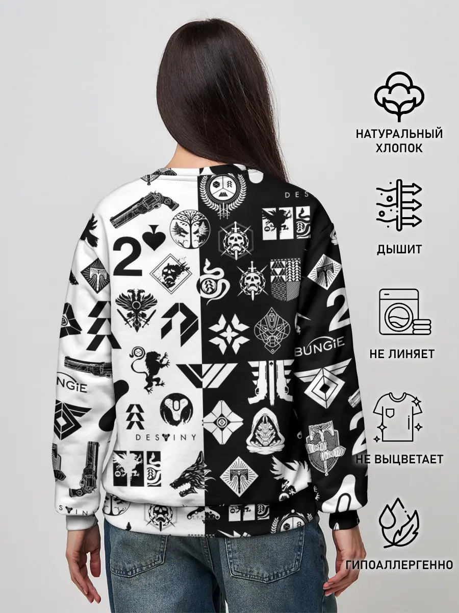 Женский свитшот / DESTINY LOGOBOMBING ЧЁРНО БЕЛОЕ