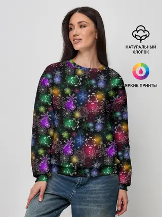 Женский свитшот / Снежинки в разных цветах