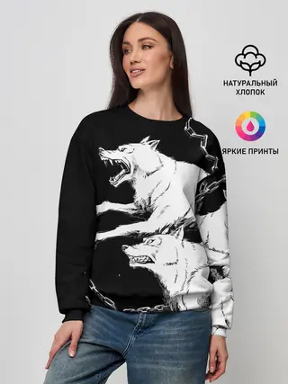 Женский свитшот / Белые волки