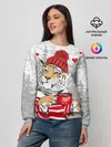 Женский свитшот / Тигр с чашкой кофе