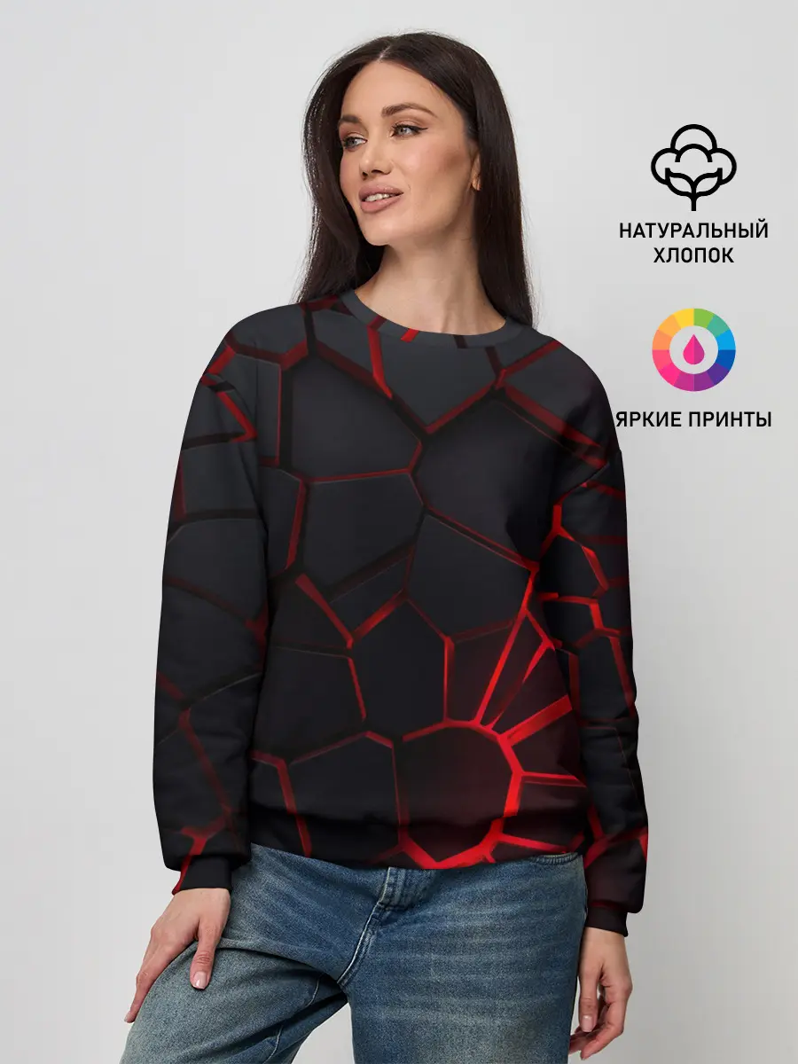 Женский свитшот / Адские 3D плиты | 3Д геометрия плиты