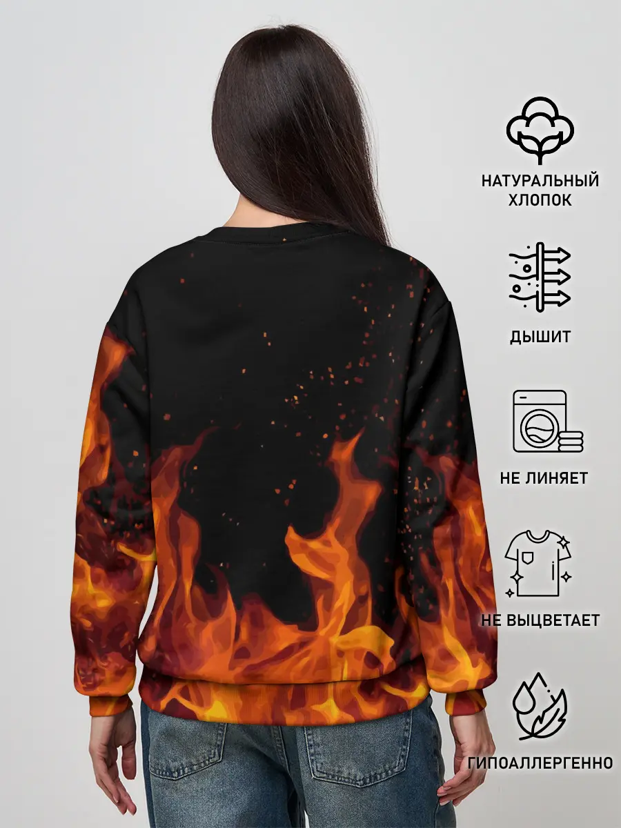 Женский свитшот / ROBLOX FIRE | РОБЛОКС ОГОНЬ | ПОЖАРНЫЙ