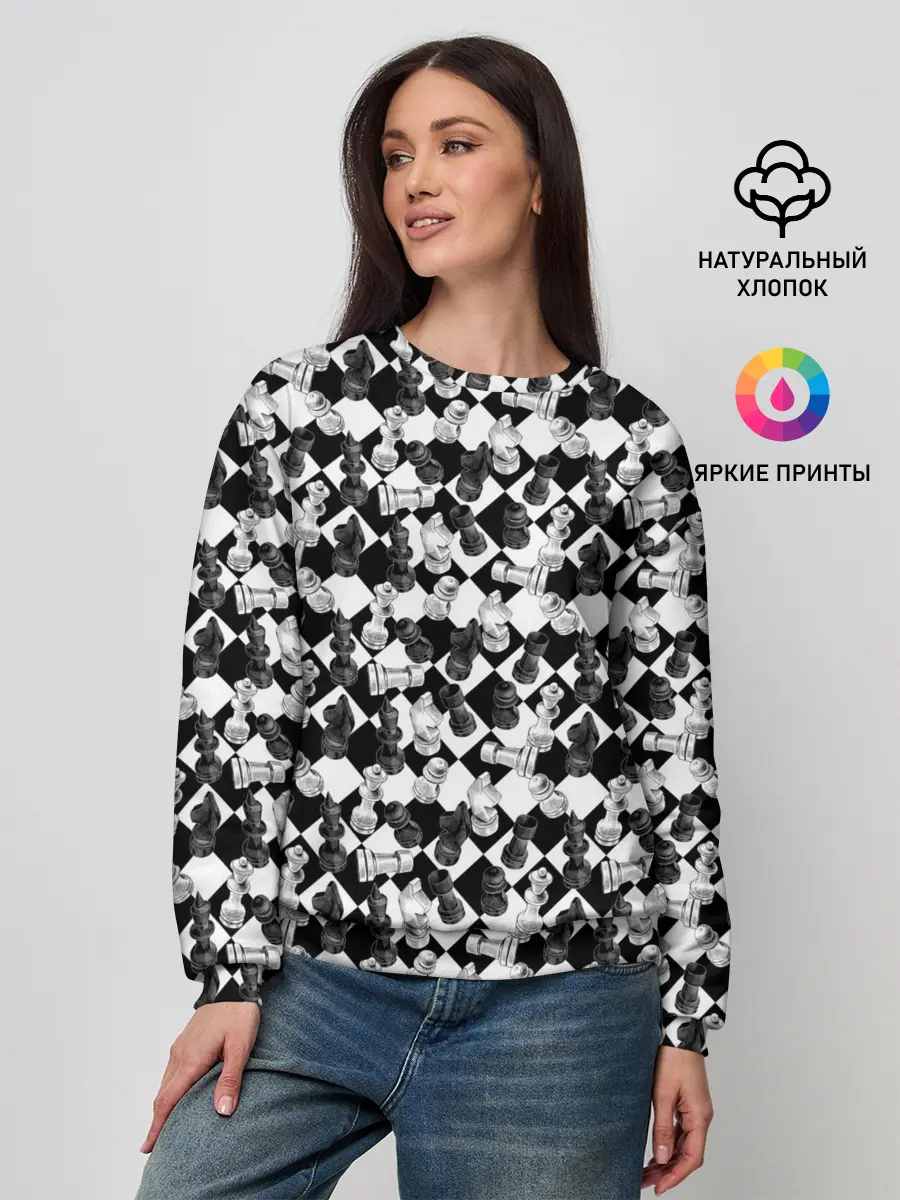 Женский свитшот / Шахматы на шахматной доске