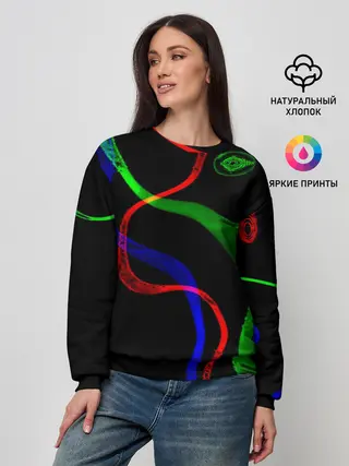 Женский свитшот / Неоновый хаос 3D/Neon chaos 3D