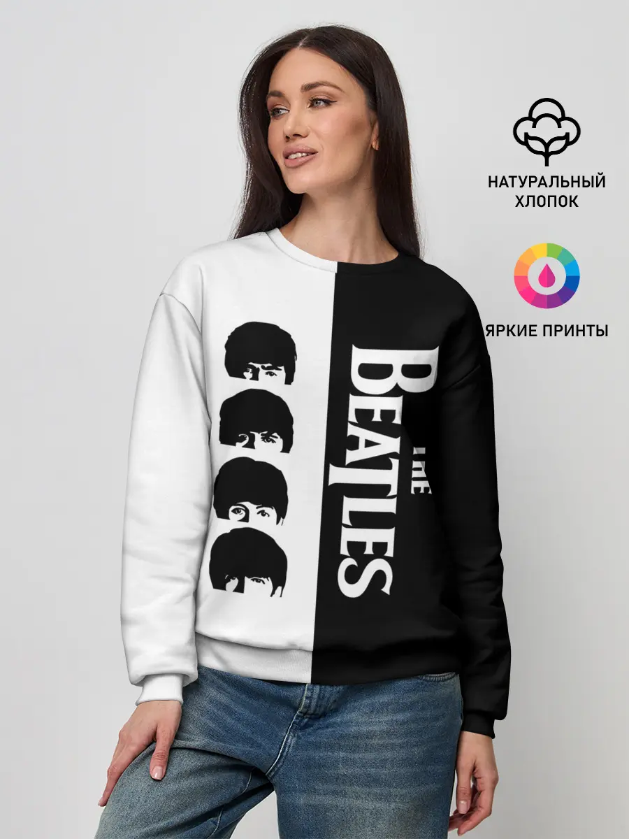 Женский свитшот / The Beatles черно - белый партер