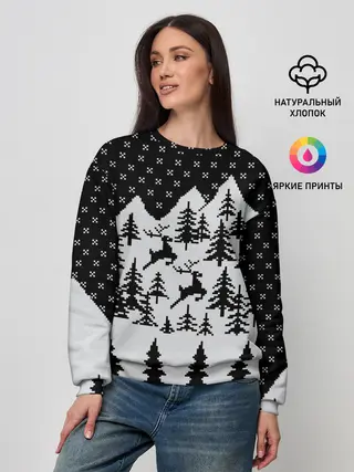Женский свитшот / Северные Олени в Горах
