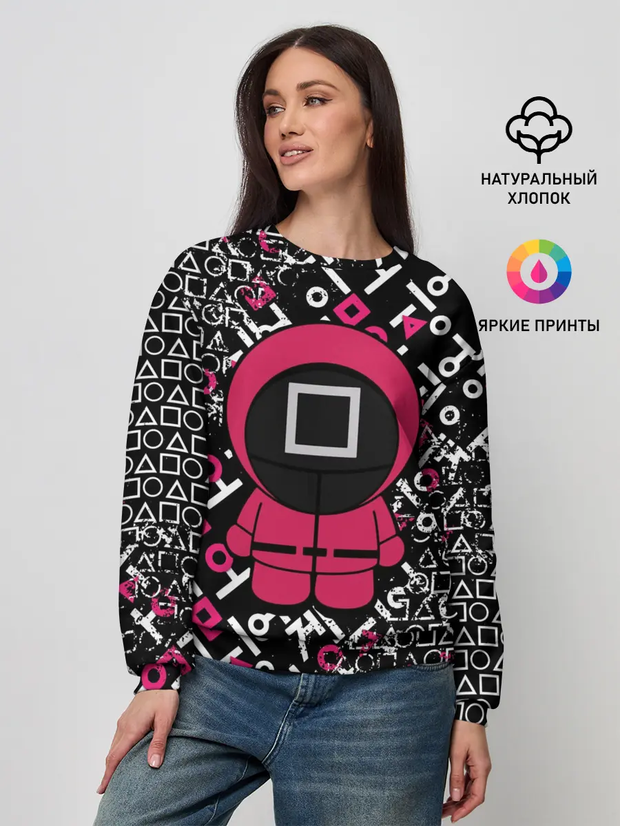 Женский свитшот / ИГРА В КАЛЬМАРА СТРАЖ КВАДРАТ | SQUID GAME