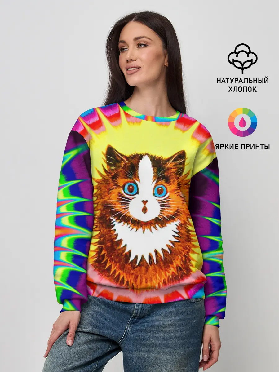 Женский свитшот / Psychedelic Rainbow Cat