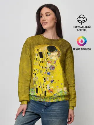 Женский свитшот / Влюблённые поцелуй художник Климт