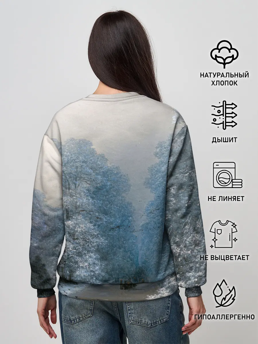 Женский свитшот / Зимний пейзаж картина маслом