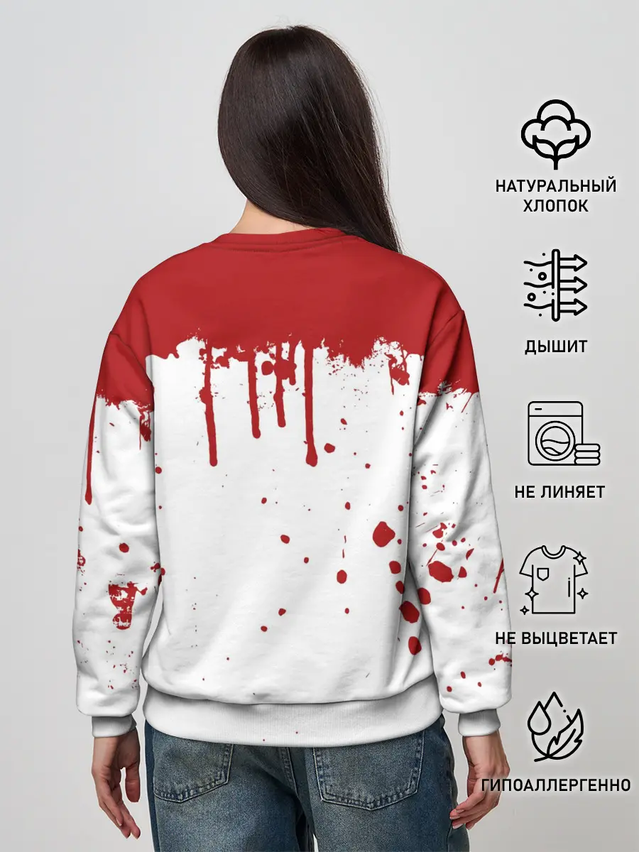Женский свитшот / ИГРА В КАЛЬМАРА ПЕРСОНАЖ 067 КРОВЬ