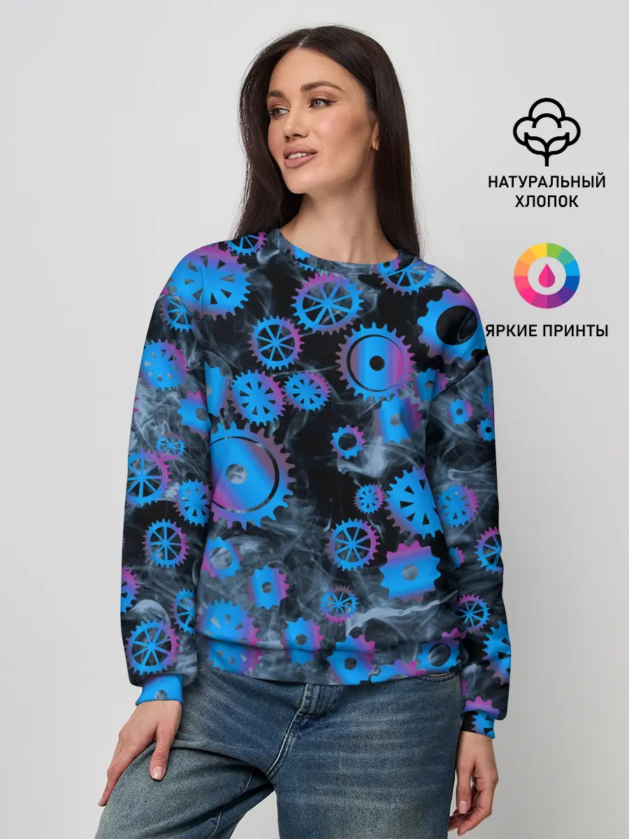 Женский свитшот / механизм и дым, стимпанк