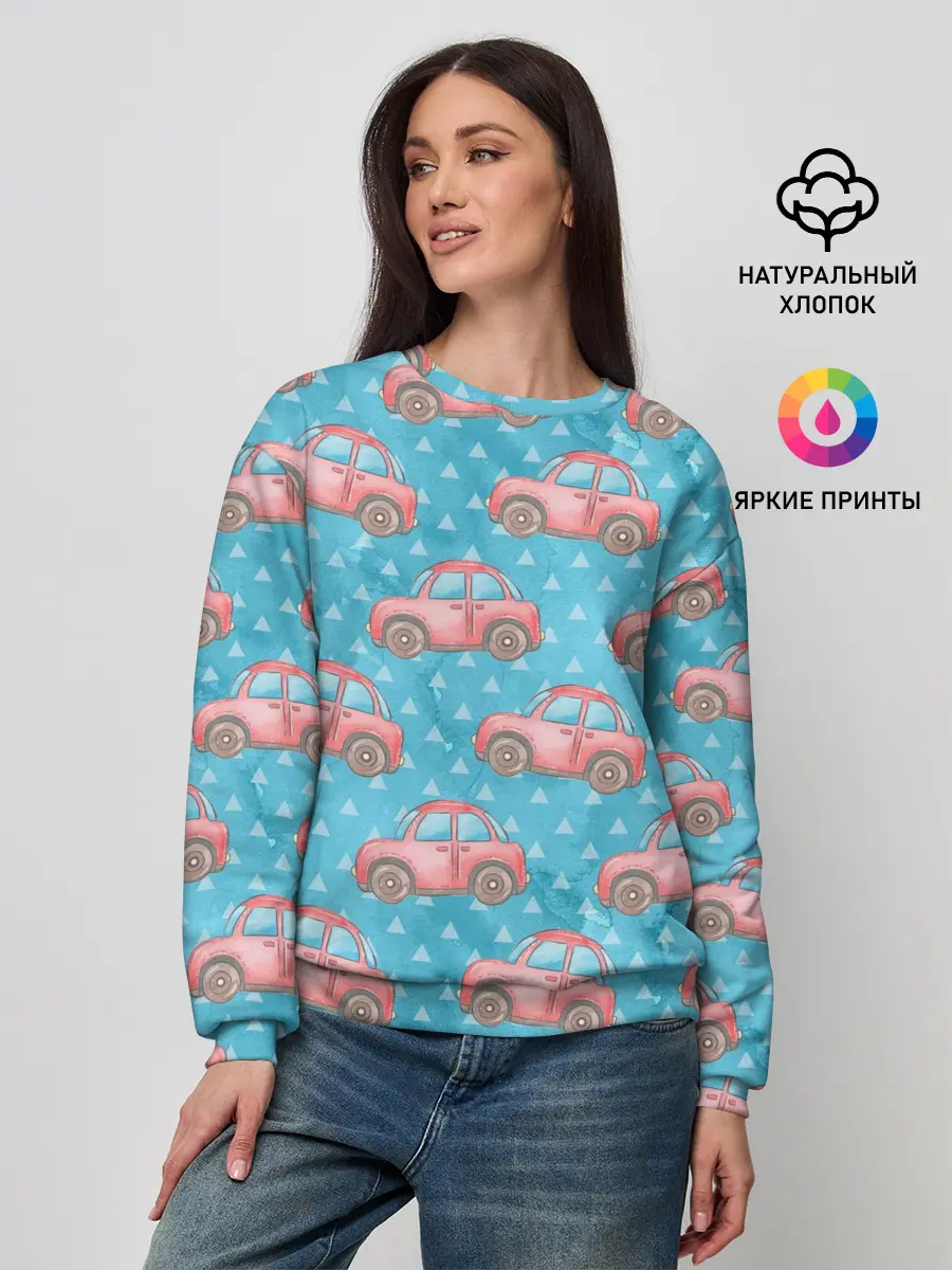 Женский свитшот / Машинки детский рисунок