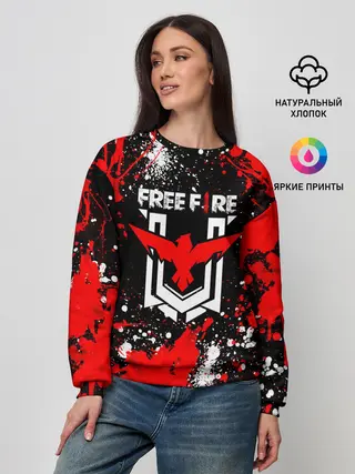 Женский свитшот / Free Fire: Брызги и капли красок.