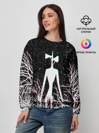 Женский свитшот / СИРЕНОГОЛОВЫЙ ГЛИТЧ ЛЕС, КОСМОС