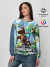Женский свитшот / Майнкрафт на коне в березовом лесу