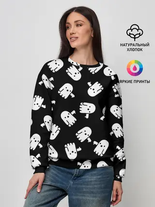 Женский свитшот / ПРИВИДЕНИЯ УЗОР / HALLOWEEN