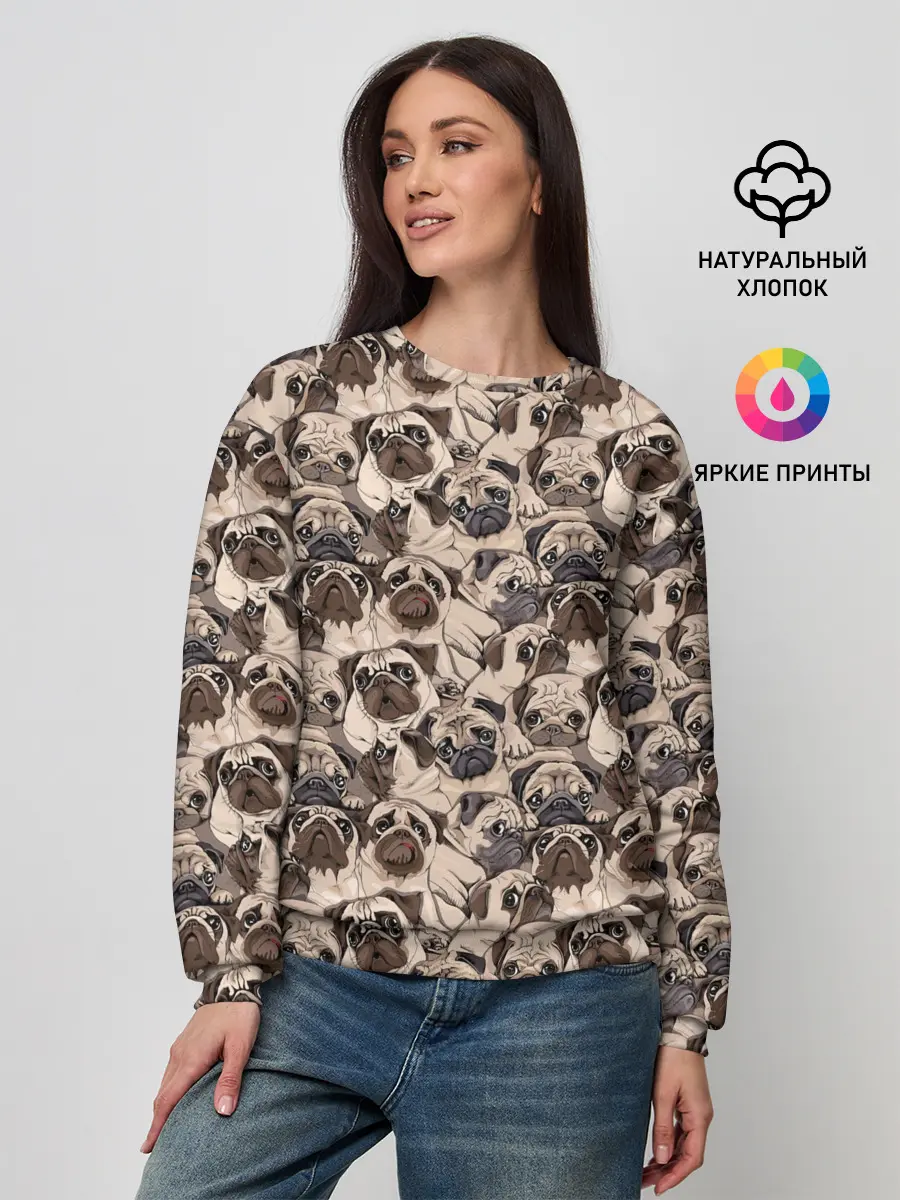 Женский свитшот / Мопсы