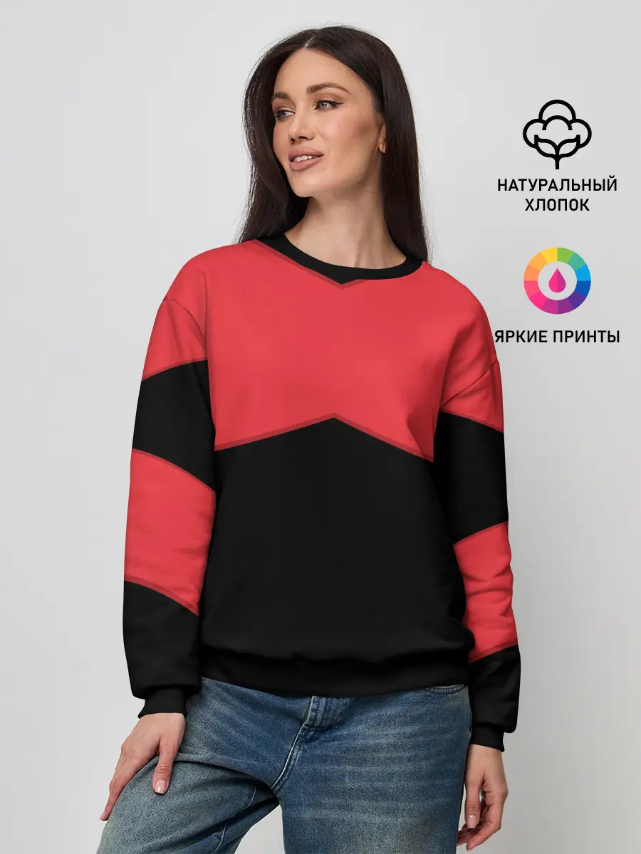 Женский свитшот / ГЕОМЕТРИЯ МИНИМАЛИЗМ | КРАСНЫЕ ПОЛОСЫ