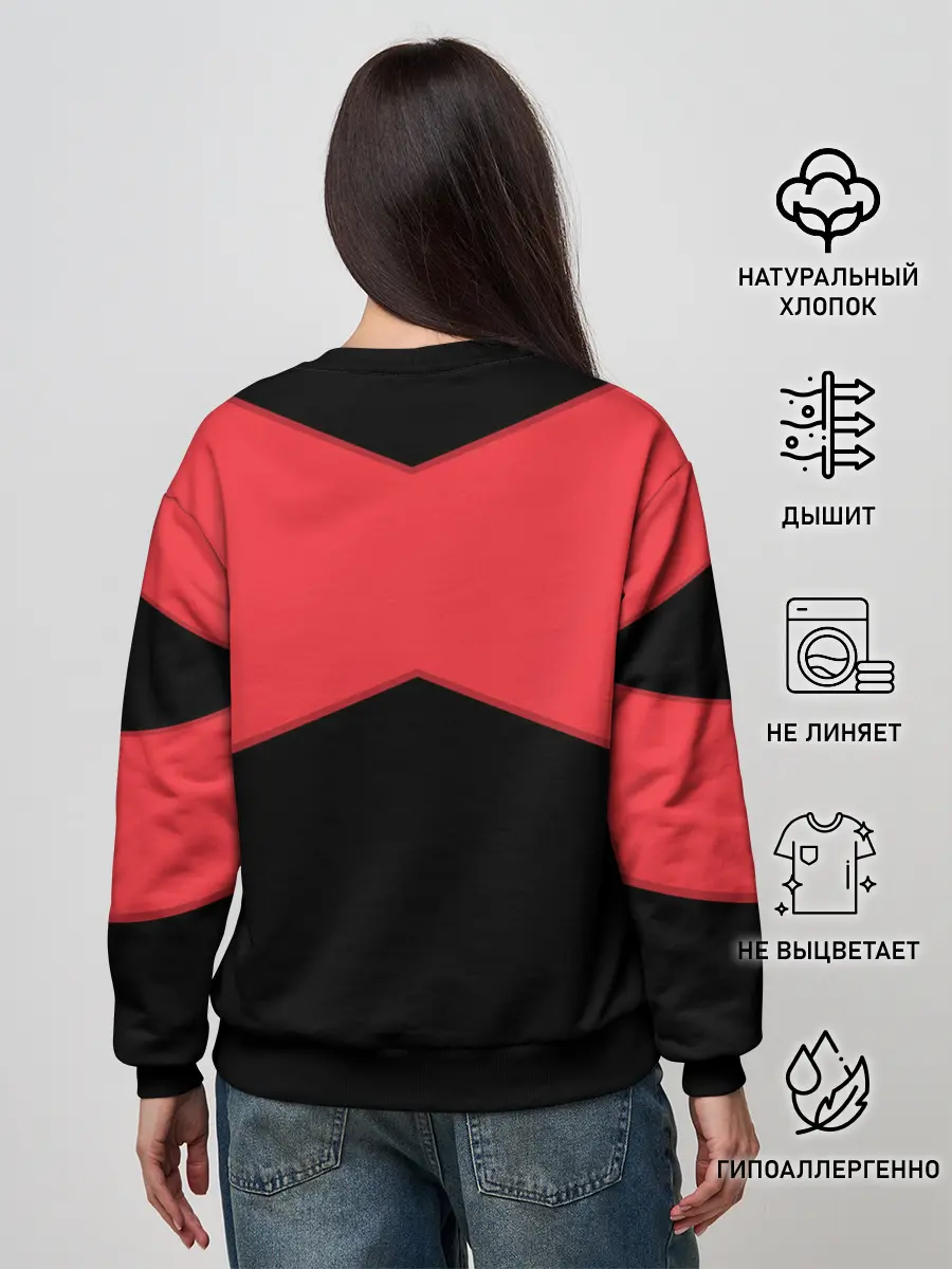 Женский свитшот / ГЕОМЕТРИЯ МИНИМАЛИЗМ | КРАСНЫЕ ПОЛОСЫ