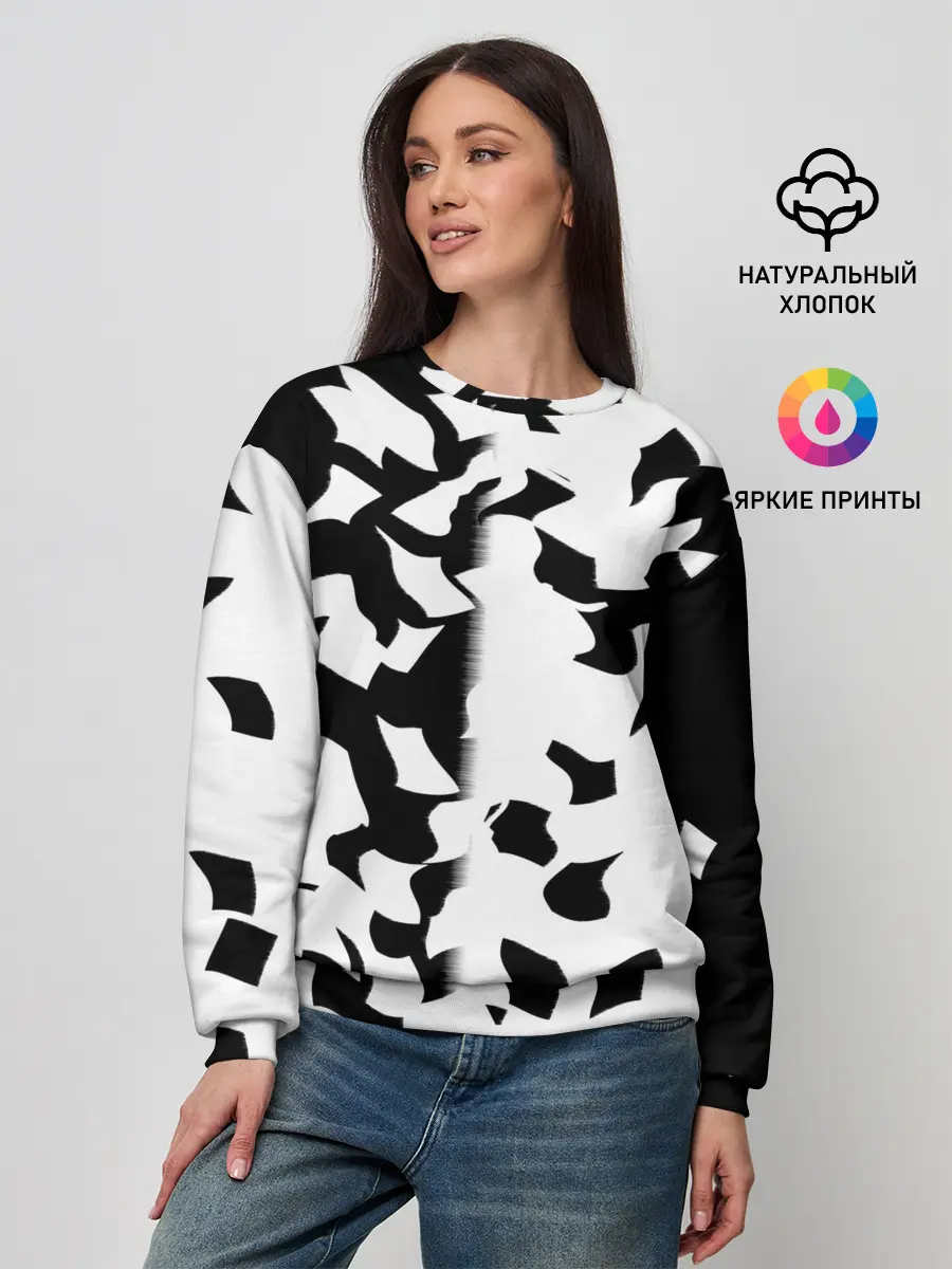 Женский свитшот / черно-белый камуфляж