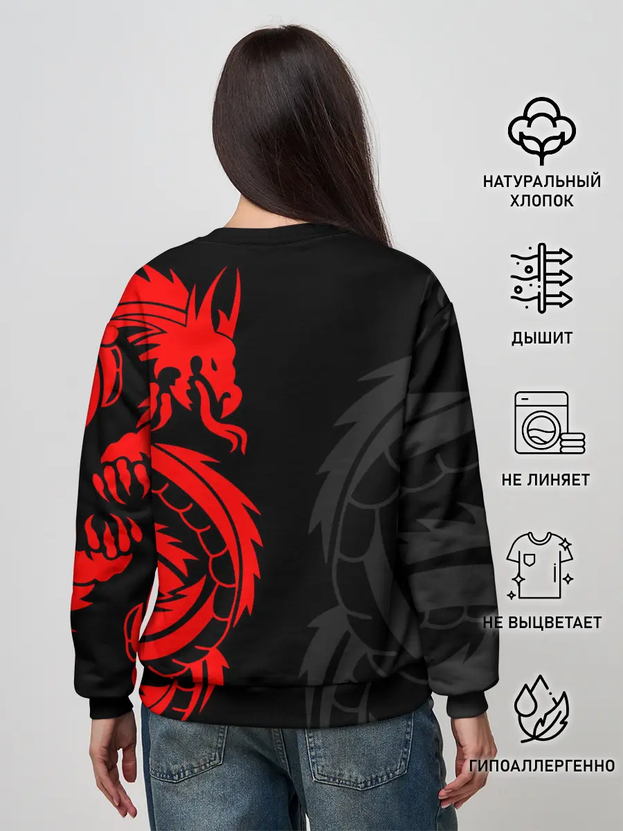 Женский свитшот / КРАСНЫЙ ДРАКОН ТАТУ / RED DRAGON TATTOO