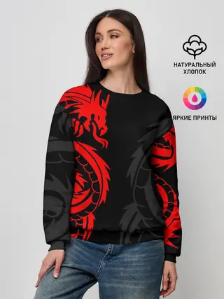 Женский свитшот / КРАСНЫЙ ДРАКОН ТАТУ / RED DRAGON TATTOO