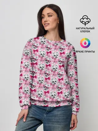 Женский свитшот / Йоркширский Терьер на Розовом Фоне