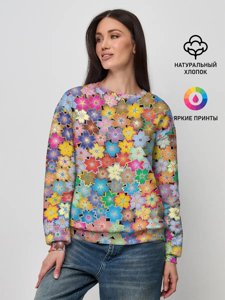 Женский свитшот / цветы цветочки