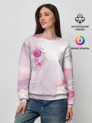 Женский свитшот / Цветы роспись акварелью