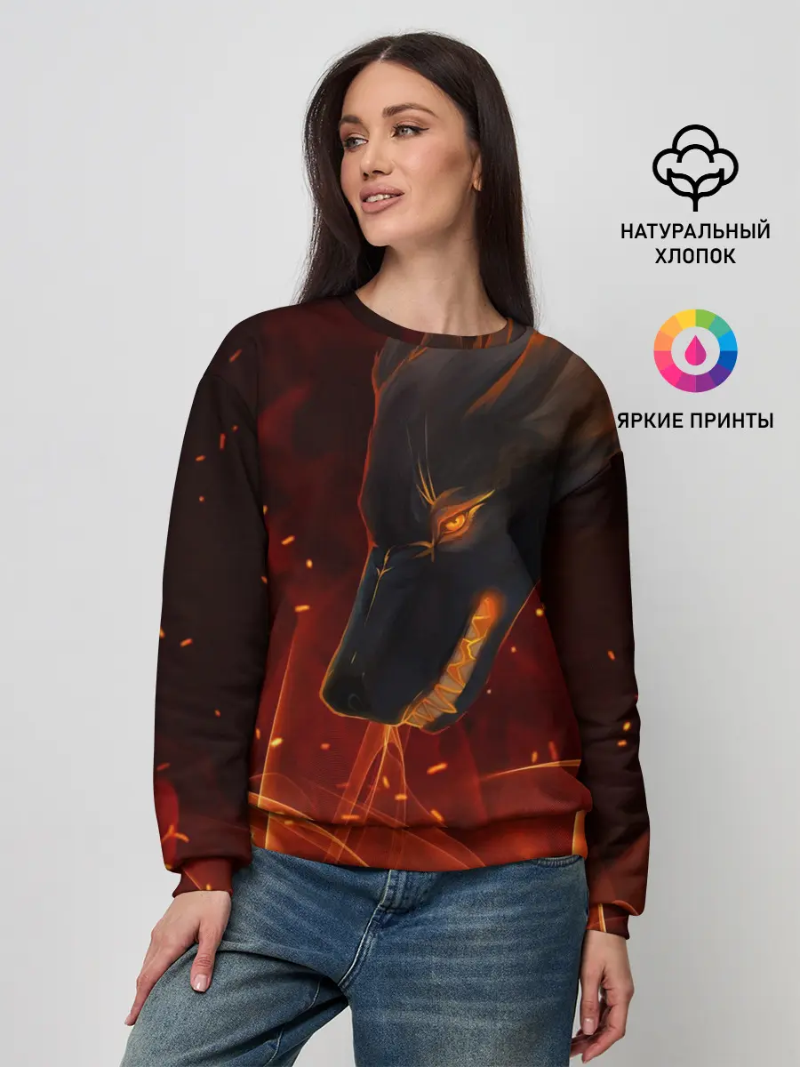 Женский свитшот / ОГНЕНЫЙ ВОЛК, 3d