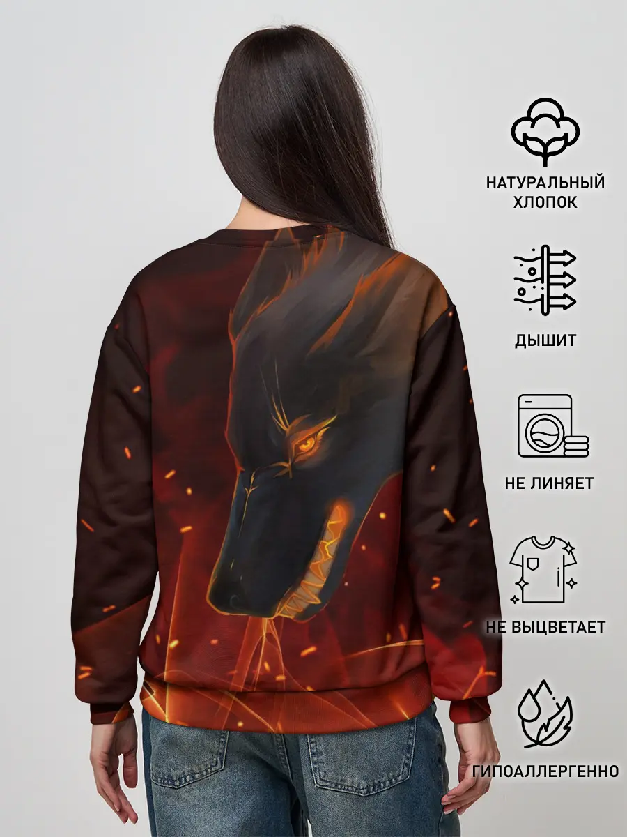 Женский свитшот / ОГНЕНЫЙ ВОЛК, 3d