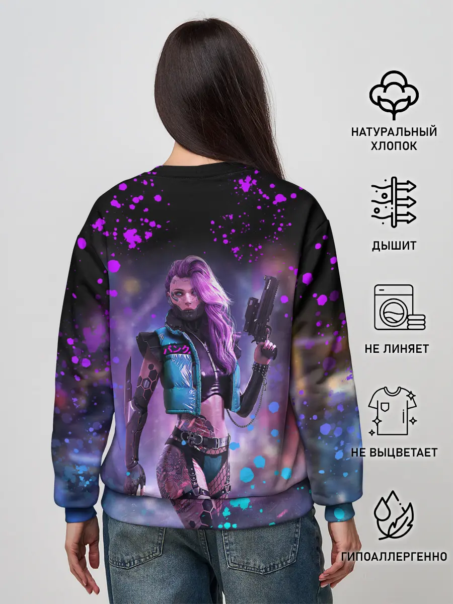 Женский свитшот / CYBERPUNK 2077 NEON | КИБЕРПАНК НЕОН