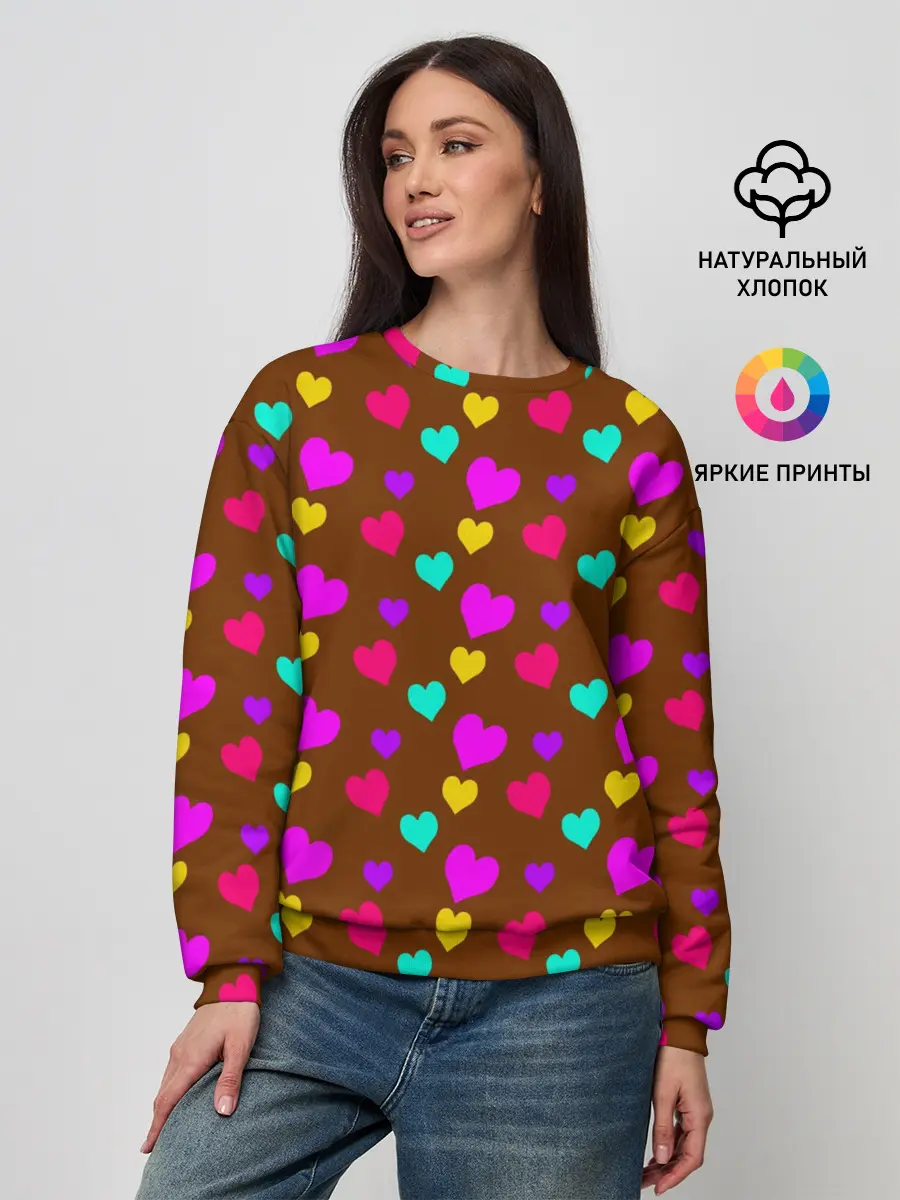 Женский свитшот / сердечки разноцветные