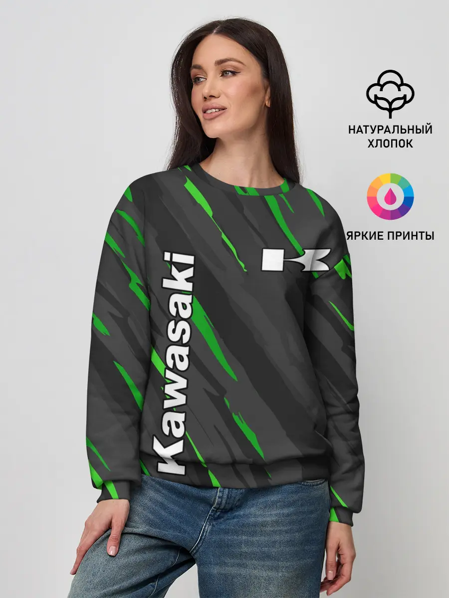 Женский свитшот / KAWASAKI / КАВАСАКИ / SPORT